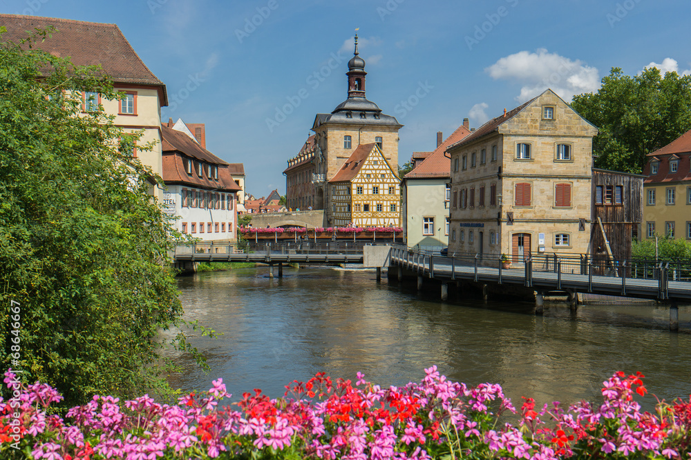 Bamberg Blick auf das Brückenrathaus 