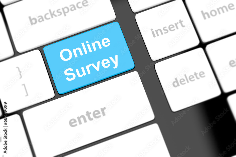 On line survey key on keyboard