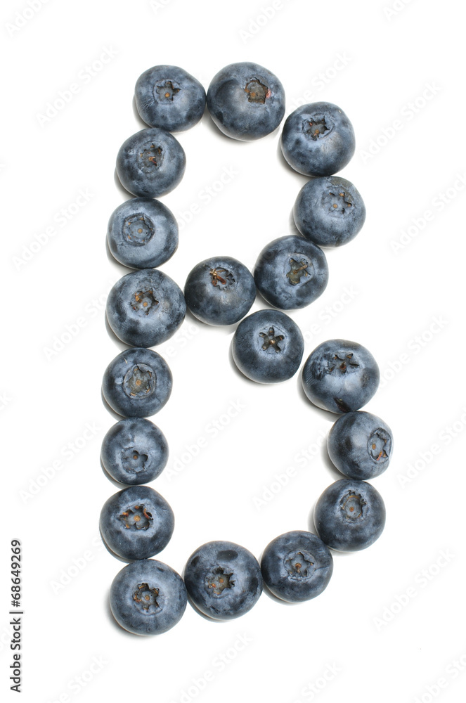 Alphabet letter B arranged from highbush blueberry isolated Alphabet letter B arranged from highbush blueberry isolated