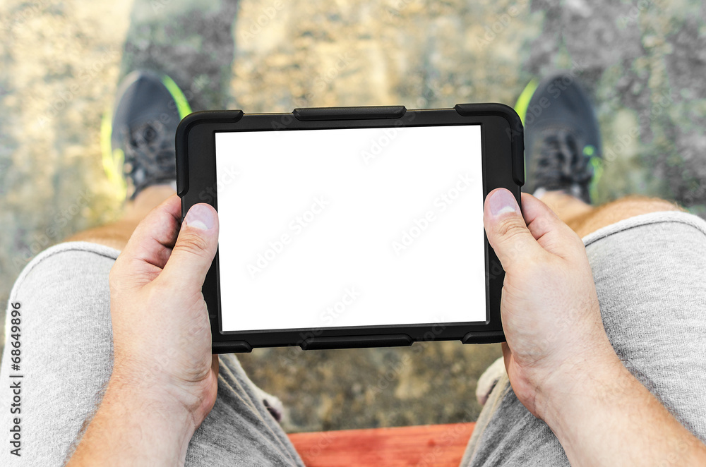 Man with tablet pc