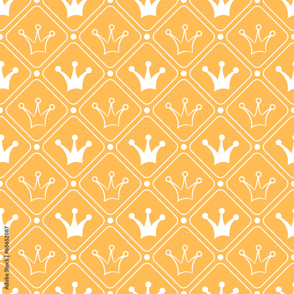 Simple seamless vector pattern with crown. Orange and white colo Simple seamless vector pattern with crown. Orange and white colo