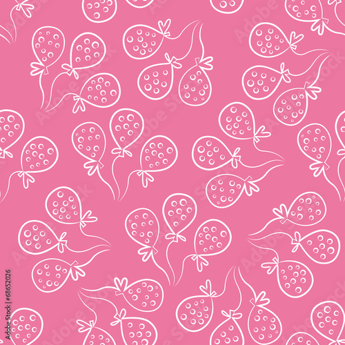 Fototapeta Naklejka Na Ścianę i Meble -  Seamless pattern with balloons. Cute doodle style. Pink and whit