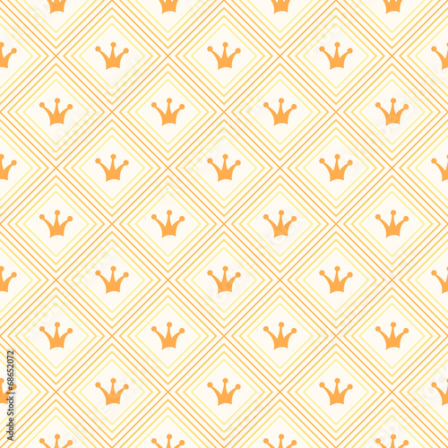 Simple seamless vector pattern with crown. Orange and yellow col