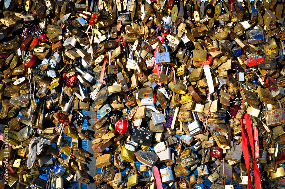 Lockers at Pont des Arts symbolize love forever