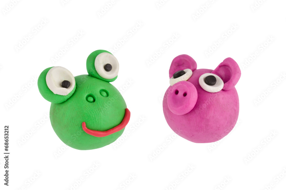 Frog and pig made of plasticine Frog and pig made of plasticine