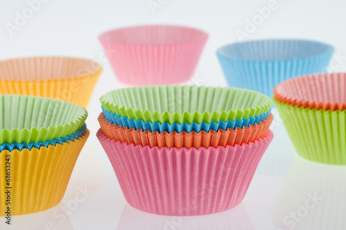 Colorful empty muffin cups