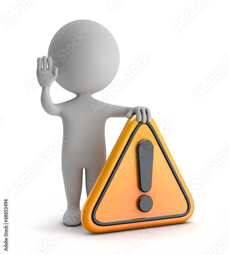 3d cute people - exclamation danger (warning) symbol
