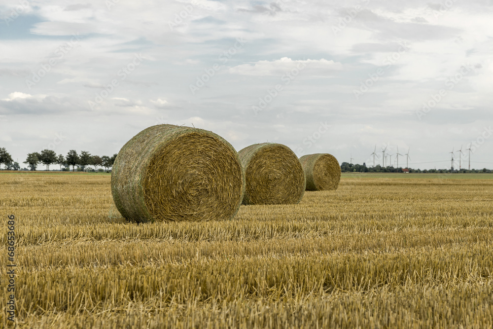 Strohballen auf gemähtem Acker