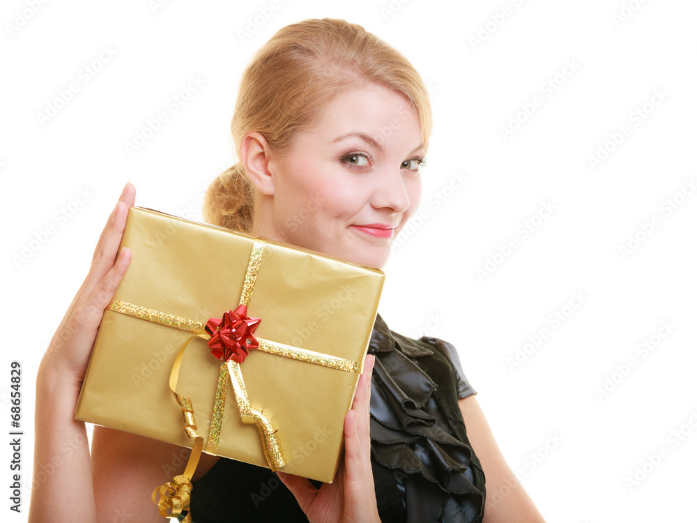holidays love happiness concept - girl with gift box holidays love happiness concept - girl with gift box