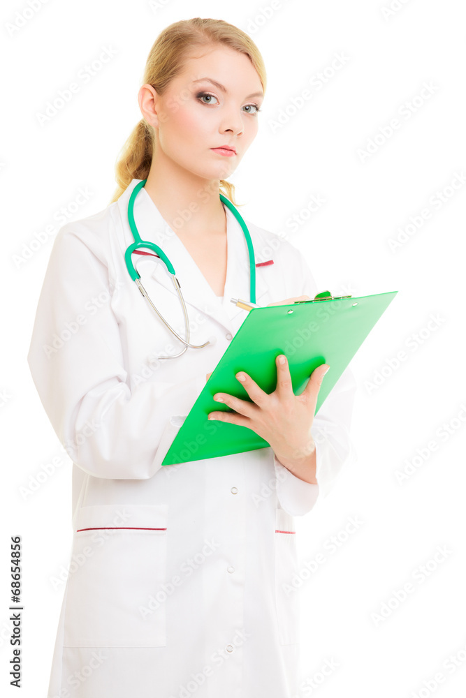 Woman doctor in lab coat with stethoscope. Medical Woman doctor in lab coat with stethoscope. Medical