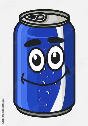 Blue cartoon soda or soft drink can