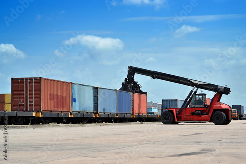 forklift handling the container box