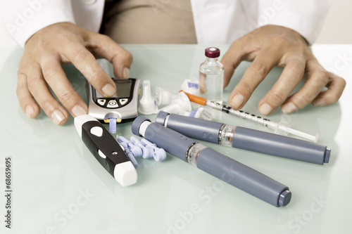 diabetic equipment on a desk