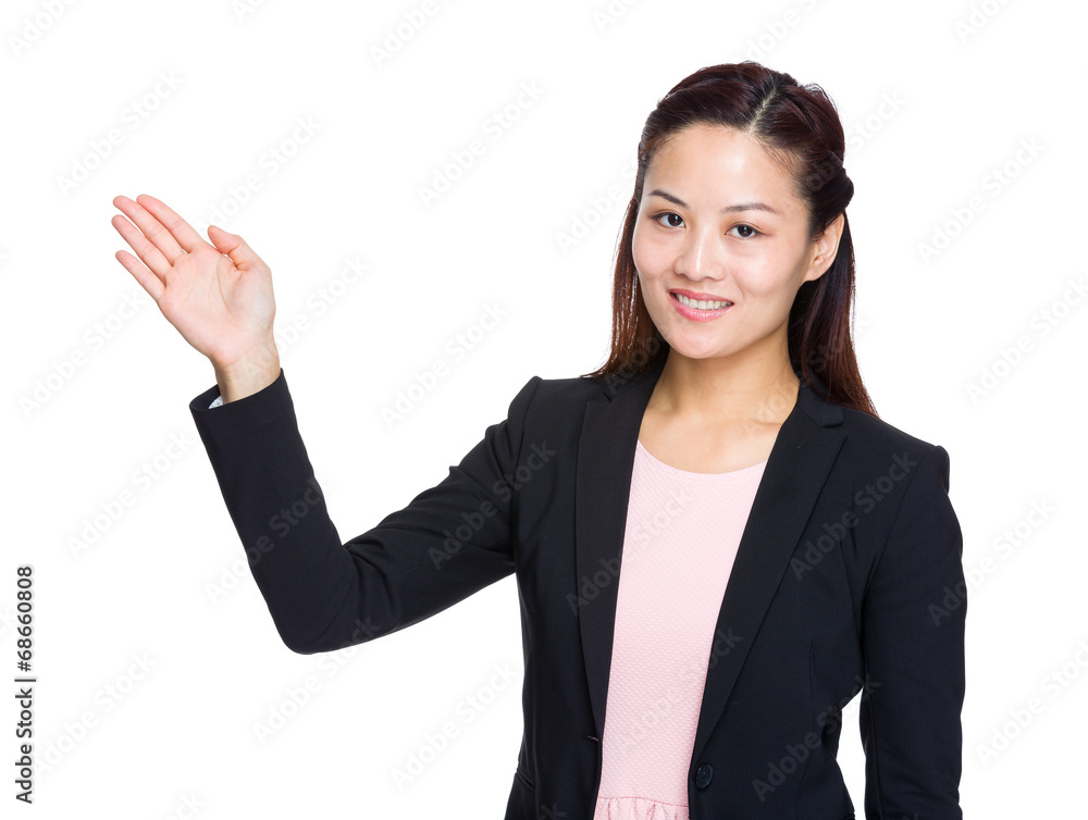 Businesswoman with hand presentation