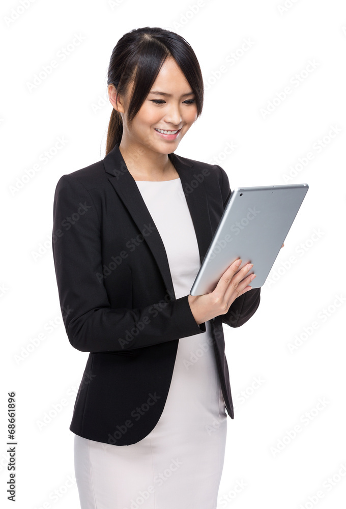 Asian young businesswoman use digital tablet Asian young businesswoman use digital tablet