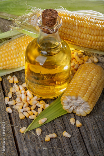 Freshly picked domestic corn with corn oil