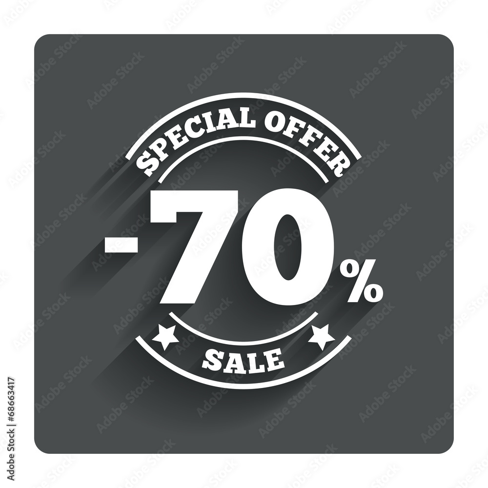 70 percent discount sign icon. Sale symbol. 70 percent discount sign icon. Sale symbol.