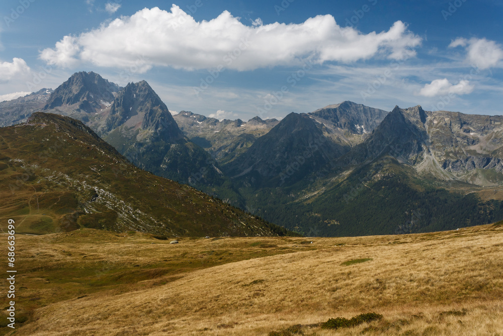 alpine peaks in Aiguilles Rouges Nature Reserve