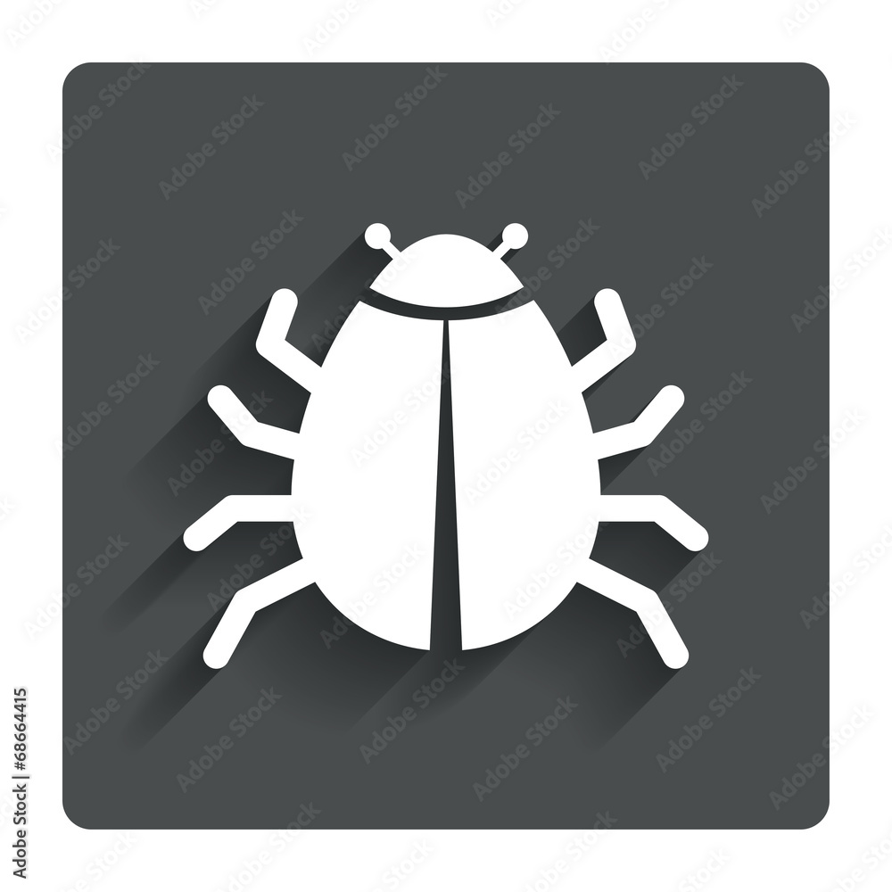 Bug sign icon. Virus symbol. Software bug error Bug sign icon. Virus symbol. Software bug error