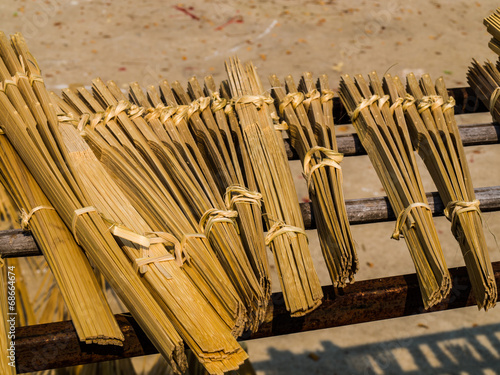 Bamboo frames of paper umbrella dried in sunling photo