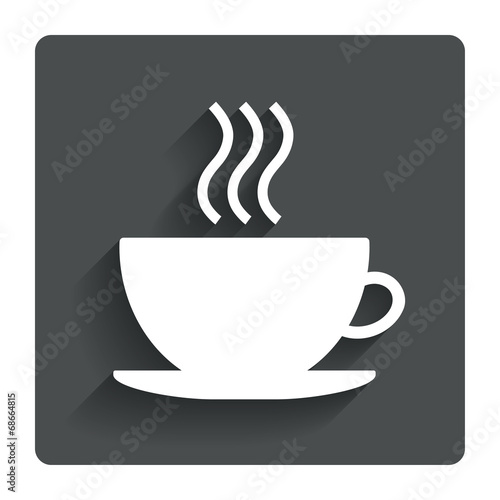 Coffee cup sign icon. Hot coffee button.