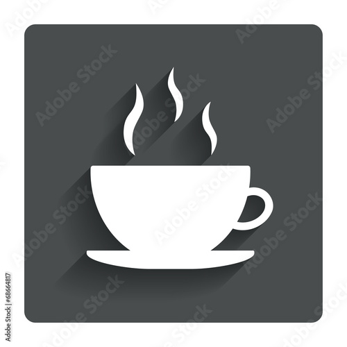 Coffee cup sign icon. Hot coffee button.