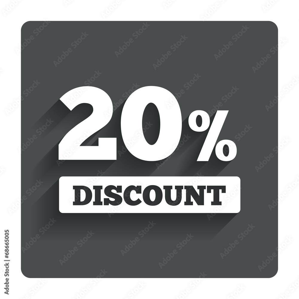20 percent discount sign icon. Sale symbol. 20 percent discount sign icon. Sale symbol.