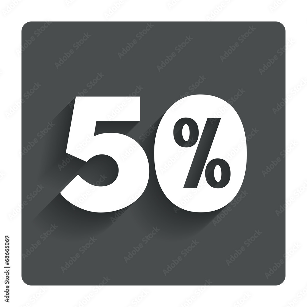 50 percent discount sign icon. Sale symbol. 50 percent discount sign icon. Sale symbol.