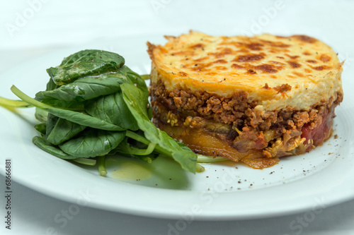 Moussaka, traditional Greek casserole dish