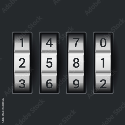 Combination lock number code. on dark background