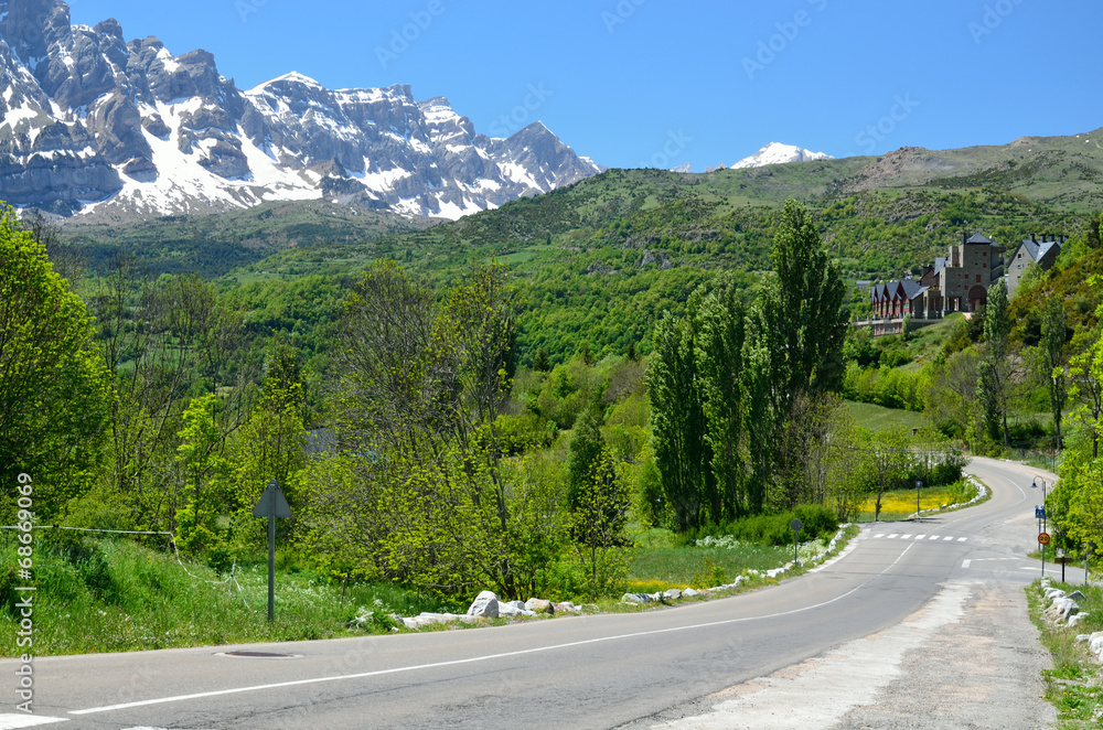 Mountain road in the Spanish Pyrenees Mountain road in the Spanish Pyrenees