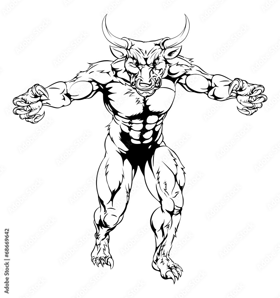 Fototapeta premium Minotaur bull scary sports mascot