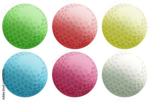 Six colourful balls