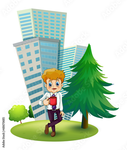 A businessman taking a break outside the office