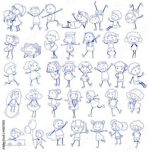 Doodle design of people doing different activities