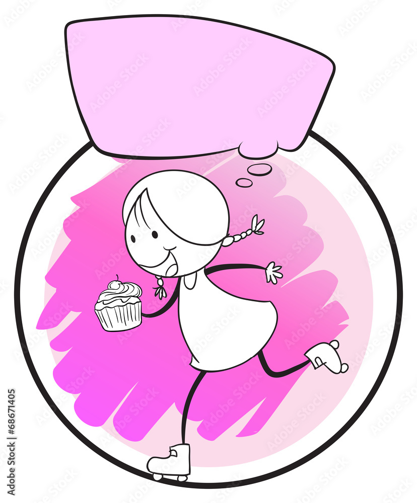 Obraz premium A template of a young girl running with an empty callout