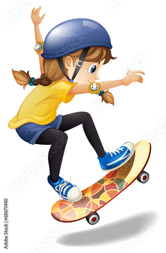 A female skateboarder