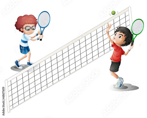 Kids playing tennis