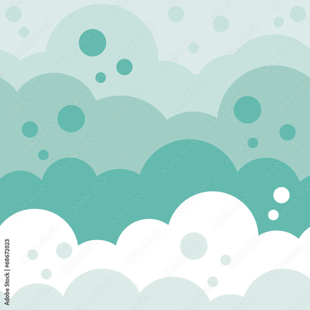 Monocolor fluffy cloud background. Vector graphic template.