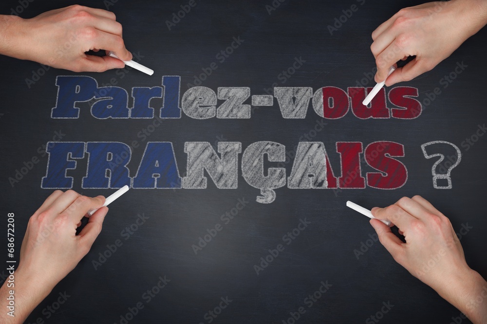Composite image of multiple hands writing with chalk Composite image of multiple hands writing with chalk