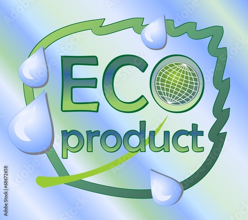 Eco product label with a leaf and globe