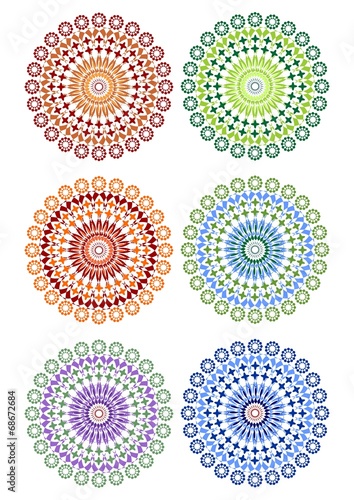 A set of fine circle patterns in different color variants