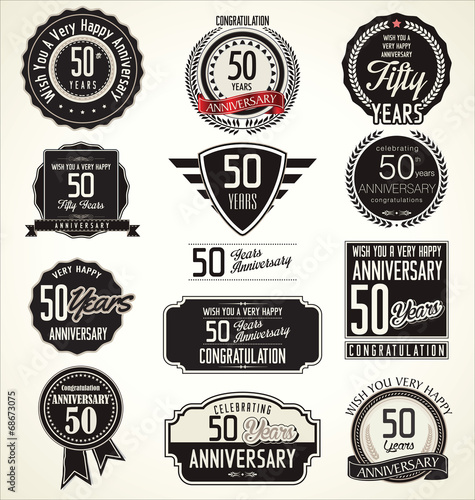 Anniversary retro labels