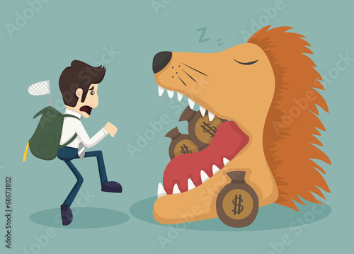 Businessman steal money from lion
