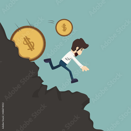 Businessman pushing coin