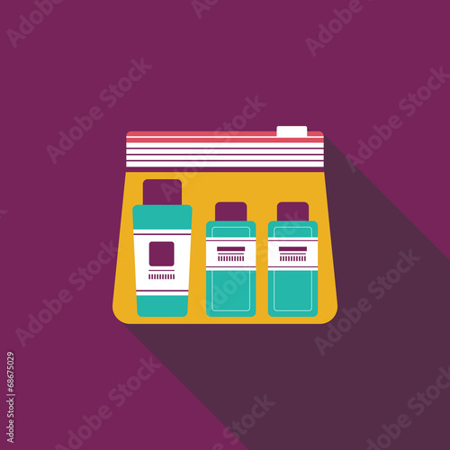 cosmetics containers flat icon with long shadow
