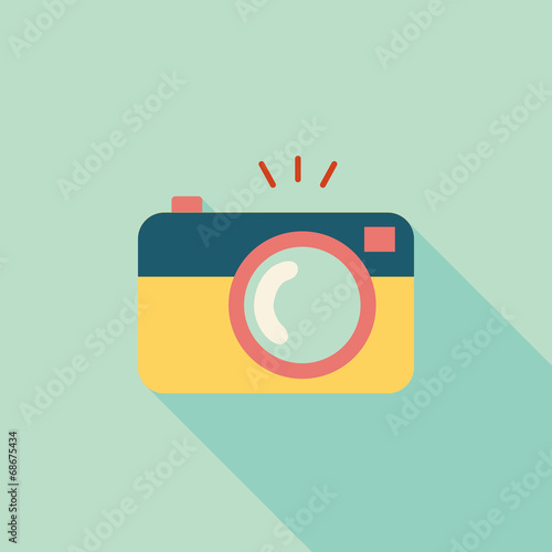 camera flat icon with long shadow
