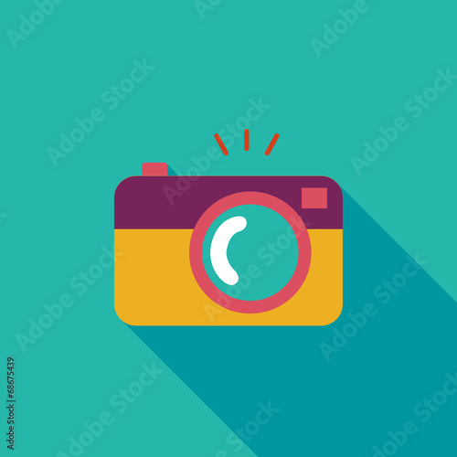 camera flat icon with long shadow