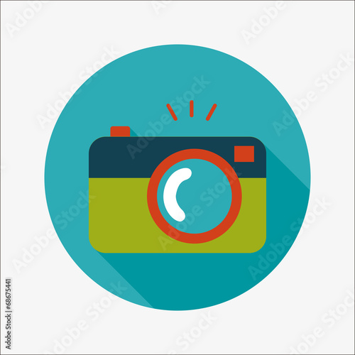 camera flat icon with long shadow