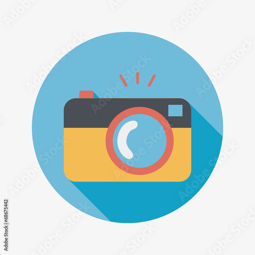 camera flat icon with long shadow